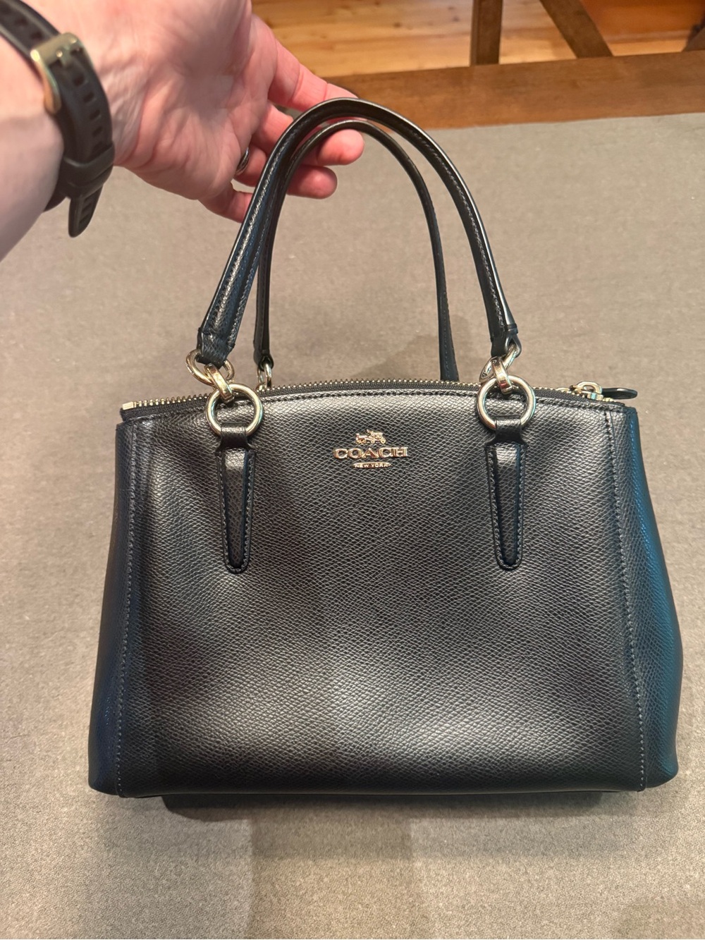 Coach Black Pebbled Leather Mini Satchel with Gold Hardware